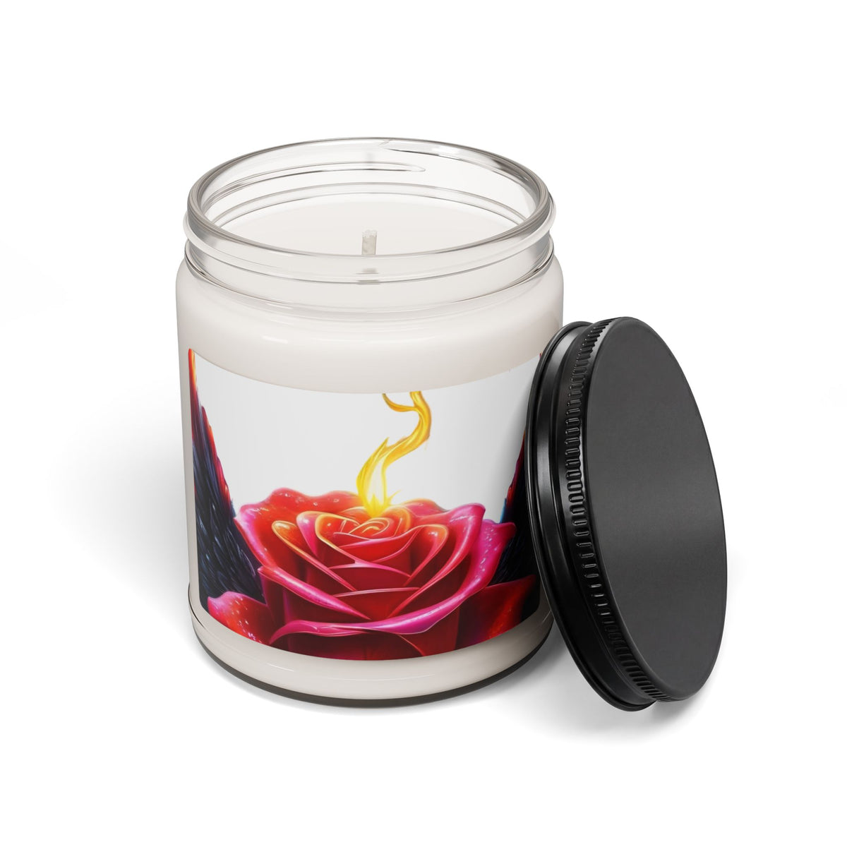Rose Flame Scented Soy Candle — 9oz Floral Aromatherapy Jar