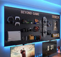 RGB Gaming Pegboard Wall Organizer with Metal Panels and Hooks, 12x24 Setup