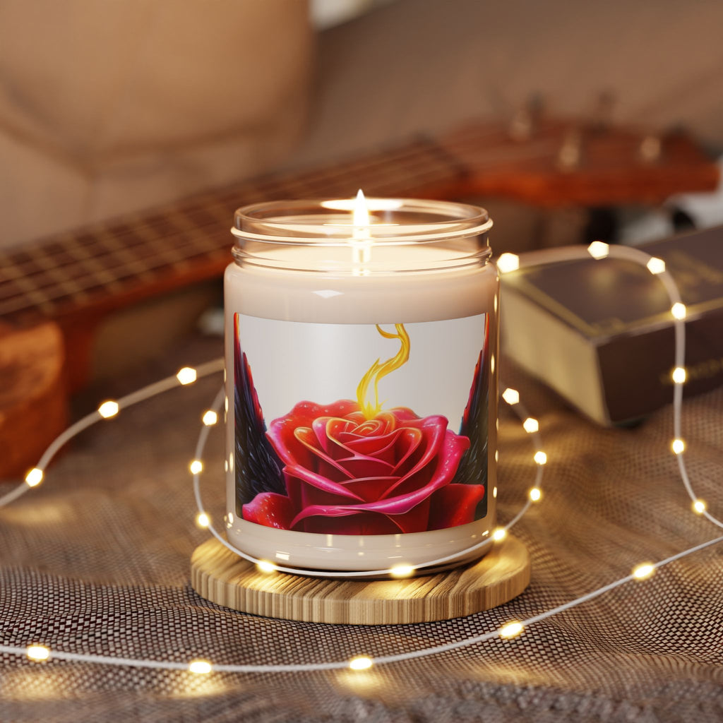 Rose Flame Scented Soy Candle — 9oz Floral Aromatherapy Jar