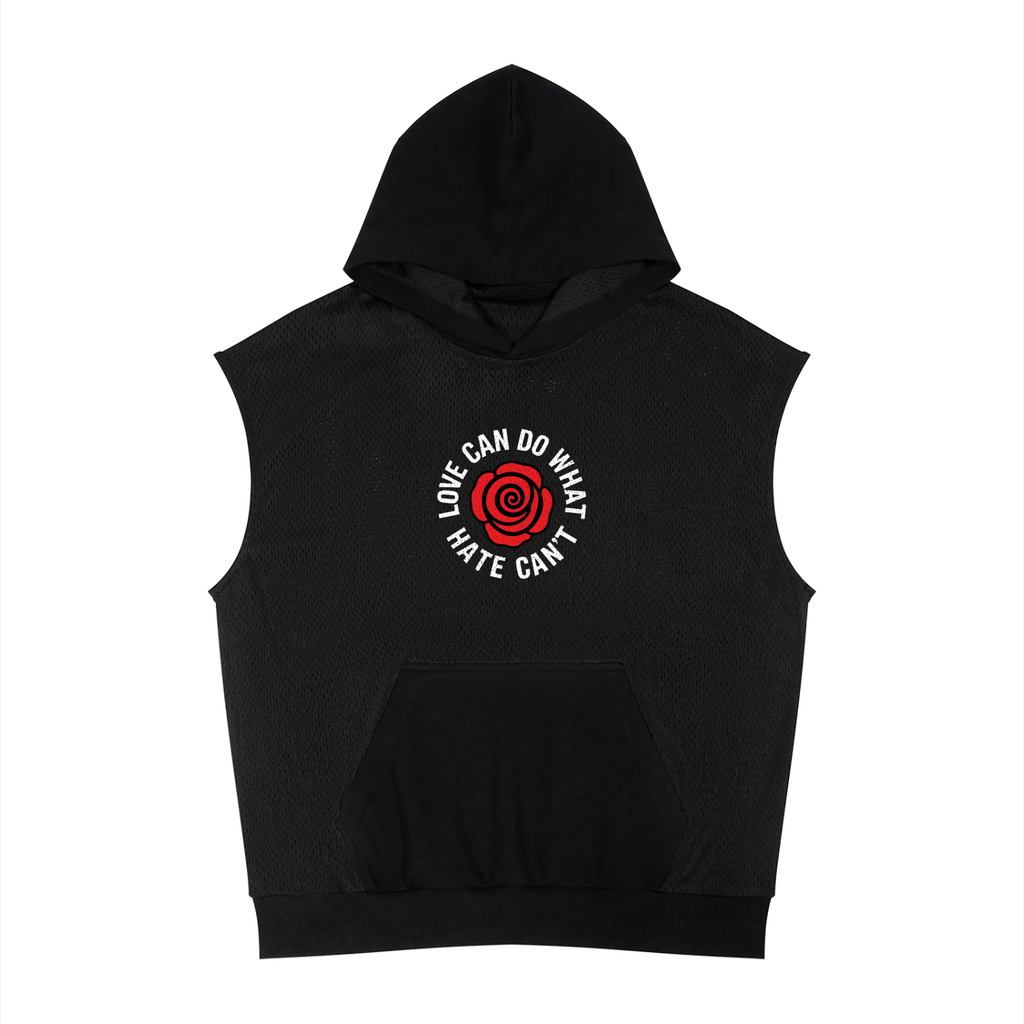 Unisex Panel Mesh Sleeveless Hoodie