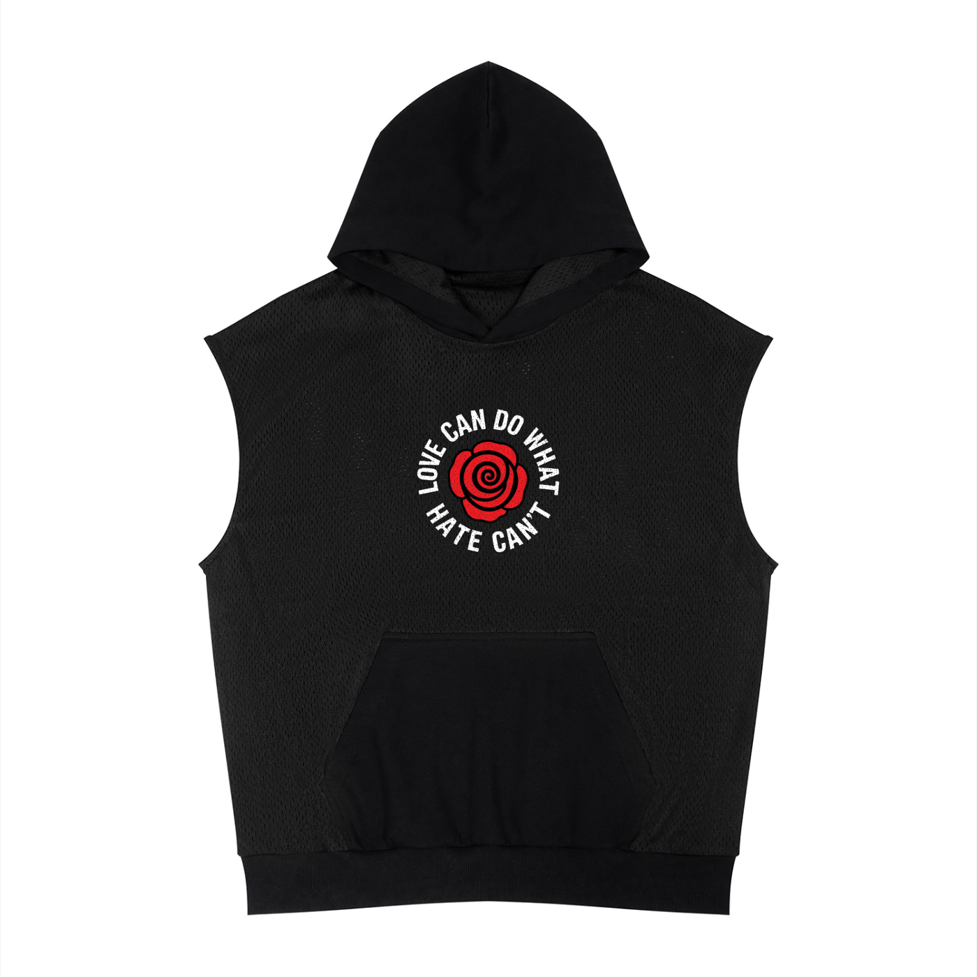 Unisex Panel Mesh Sleeveless Hoodie