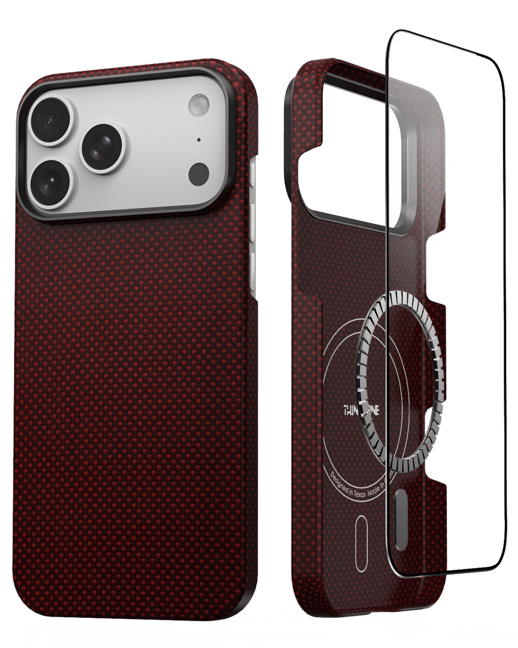 iPhone 17 Pro Case - Super Thin | Aramid Fiber | MagSafe - Crimson