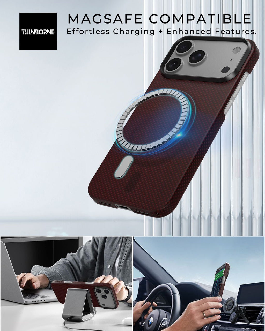 iPhone 17 Pro Max Case - Super Thin | Aramid Fiber | MagSafe - Crimson